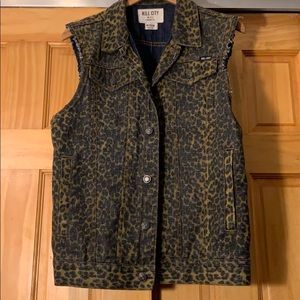 🔥😎⭐️Leopard Denim Vest Burning Man